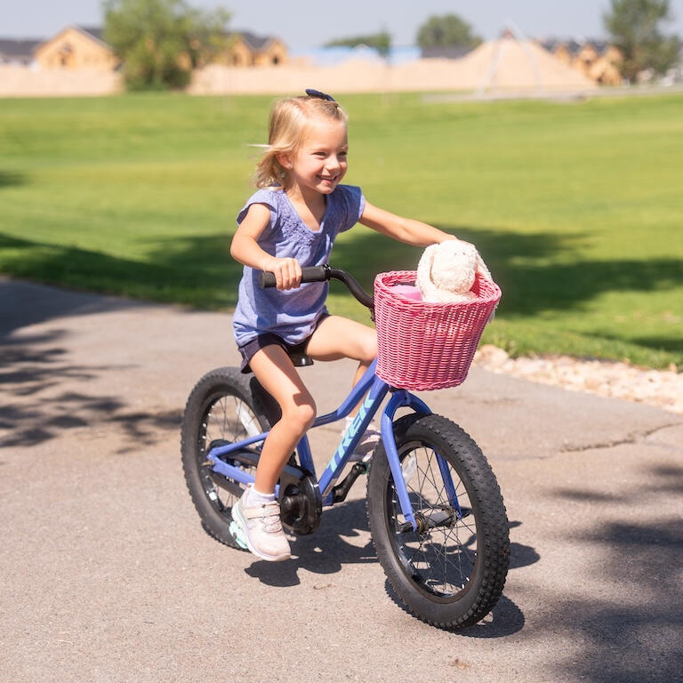 PEDALON Kids Bike Basket - Large Non-Sagging Bicycle Front Basket for Girls & Boys - Pink